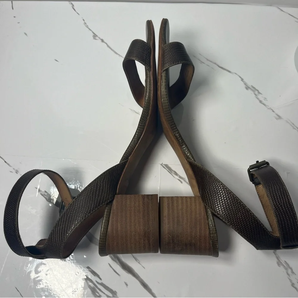 Madewell Women’s Alice Ankle Strap Mid Heel Open Toe Sandal Heel Python Size 8.5 - Picture 5 of 10